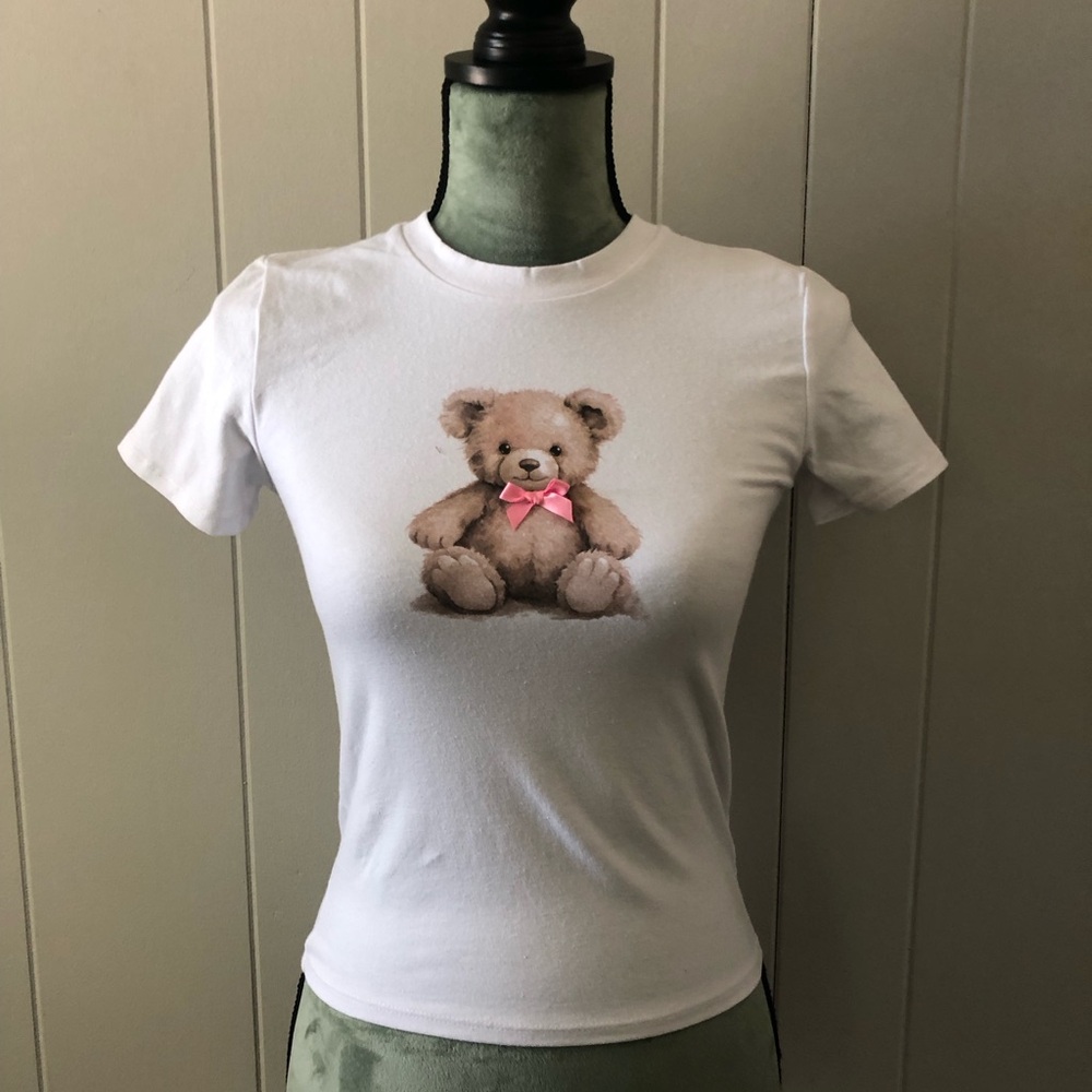 White Teddy Bear Graphic Tee